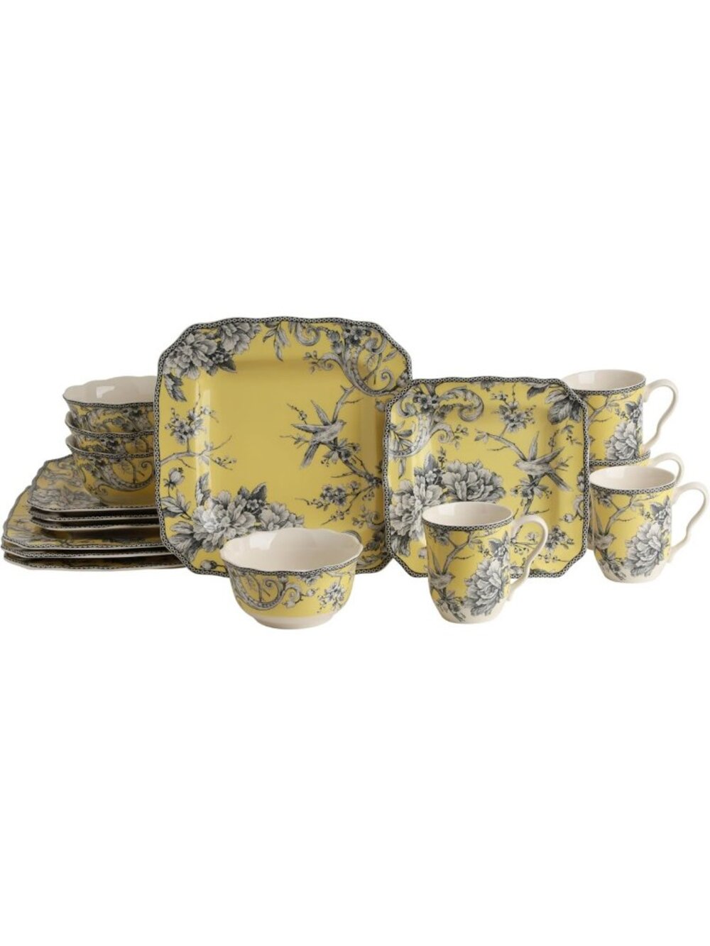 Floral 16-Piece Porcelain Dinnerware Set | Microwave & Dishwasher Safe